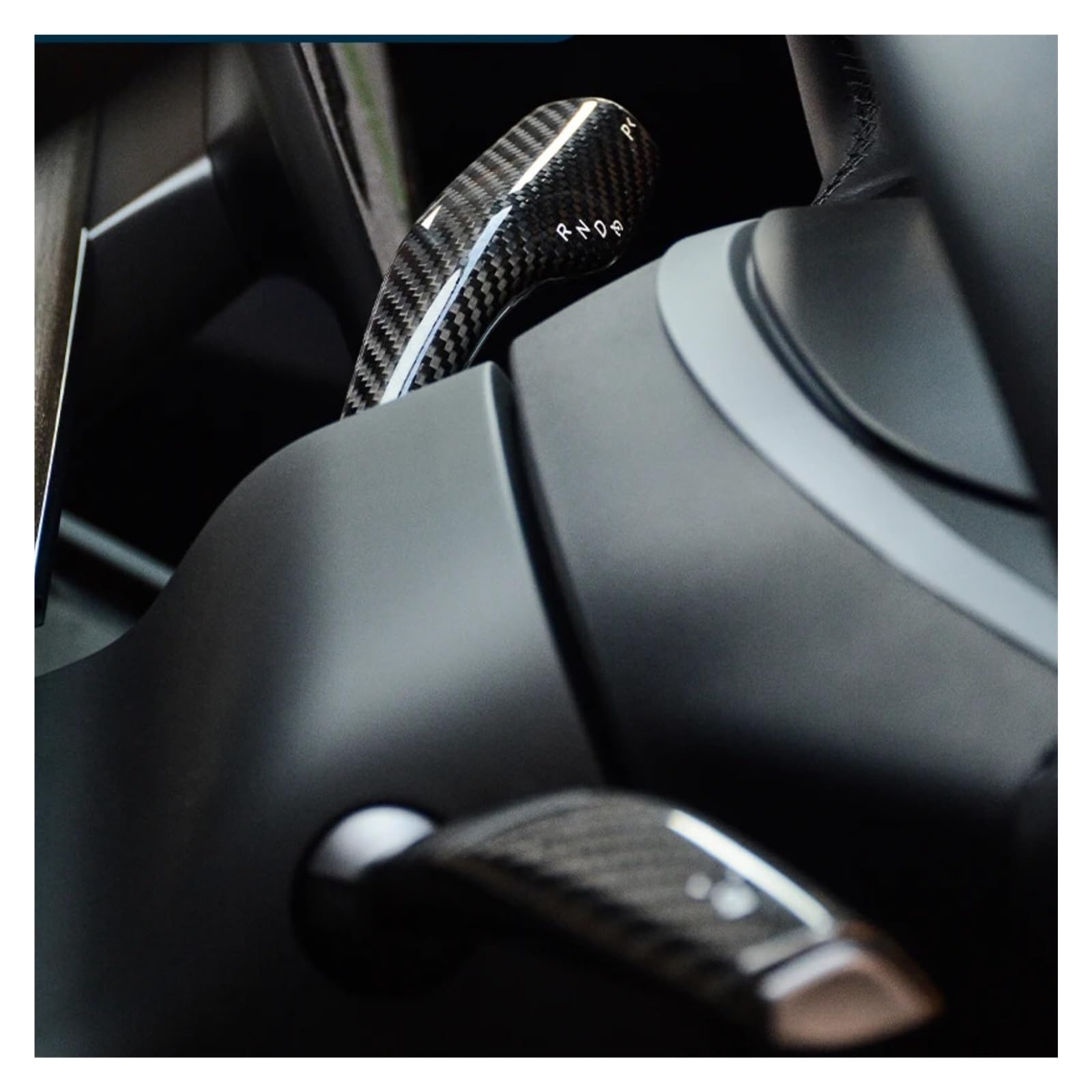 Steering Wheel Shift Protection Cover Sticker, Fit For, Model 3 Y Car Column Carbon Fiber Shift Knob Cover Decor(Matte)