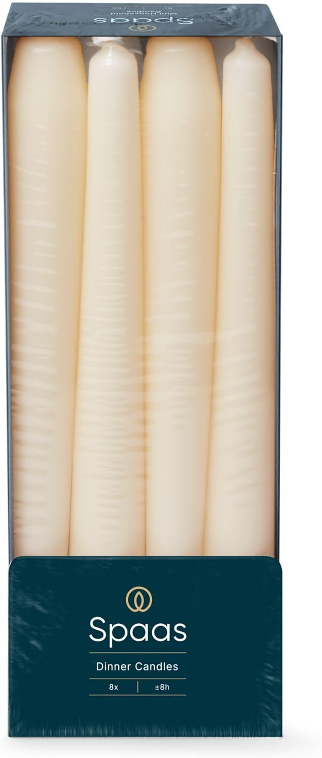 Spaas Taper Dinner Candles 8 Hours, Red, 50-Piece