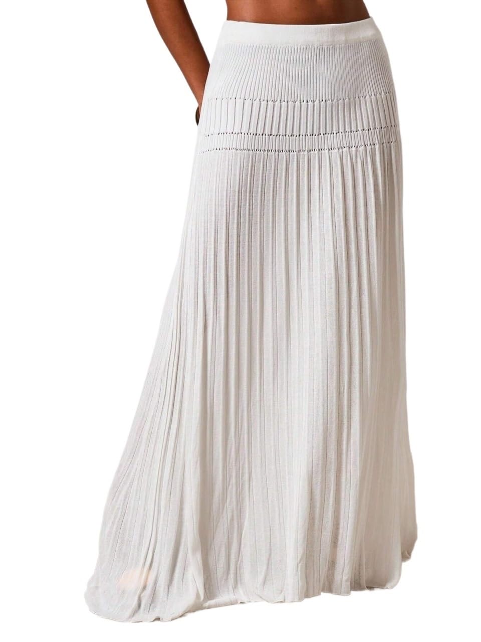 Elegant Solid Color Long Knit Skirt Womens Basic Versatile Trendy Skirt