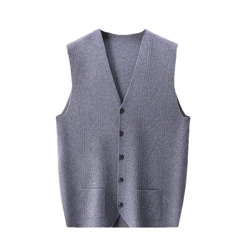 Men's Knit Button V-Neck Sleeveless Sweater Warm Thick Vest Casual Business Vest