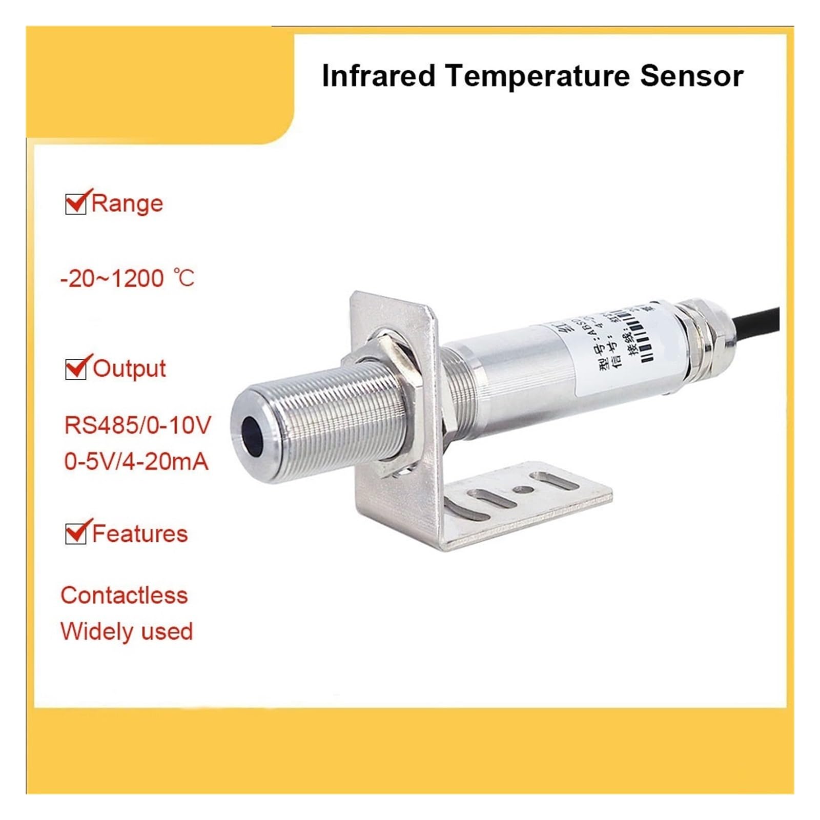Bezdotykowy przemysłowy czujnik temperatury czujnik temperatury online termometr nadajnik 0-5V 4-20mA (Monitor 1)