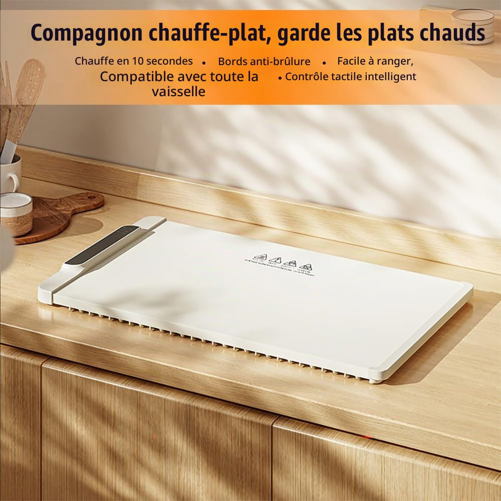 Chauffe Plat Electrique,Plaque Chauffante Portable à Température Réglable,en Matériau Alimentaire,pour Maintenir Au Chaud Ou Décongeler,Idéale pour Les Buffets Et Fêtes,Fabriqué en Silicone Nano