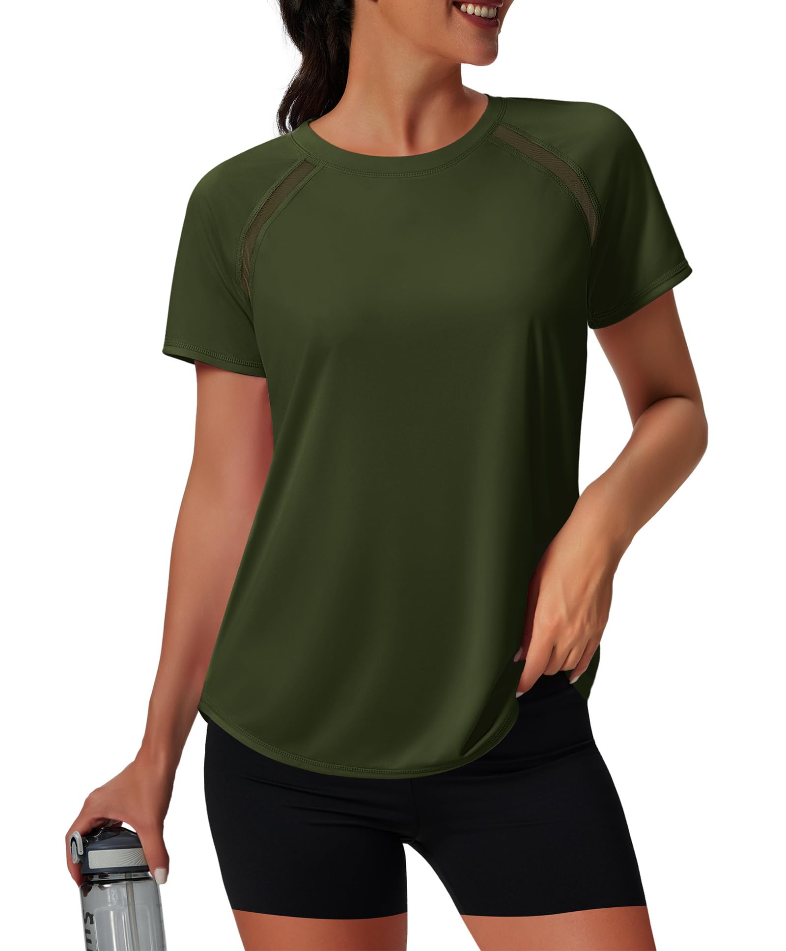 NIASHOT Womens Workout Tops Short Sleeve Yoga Pilates Outfits Athletic Gym Running UV Protection Shirts with Mesh — view 11