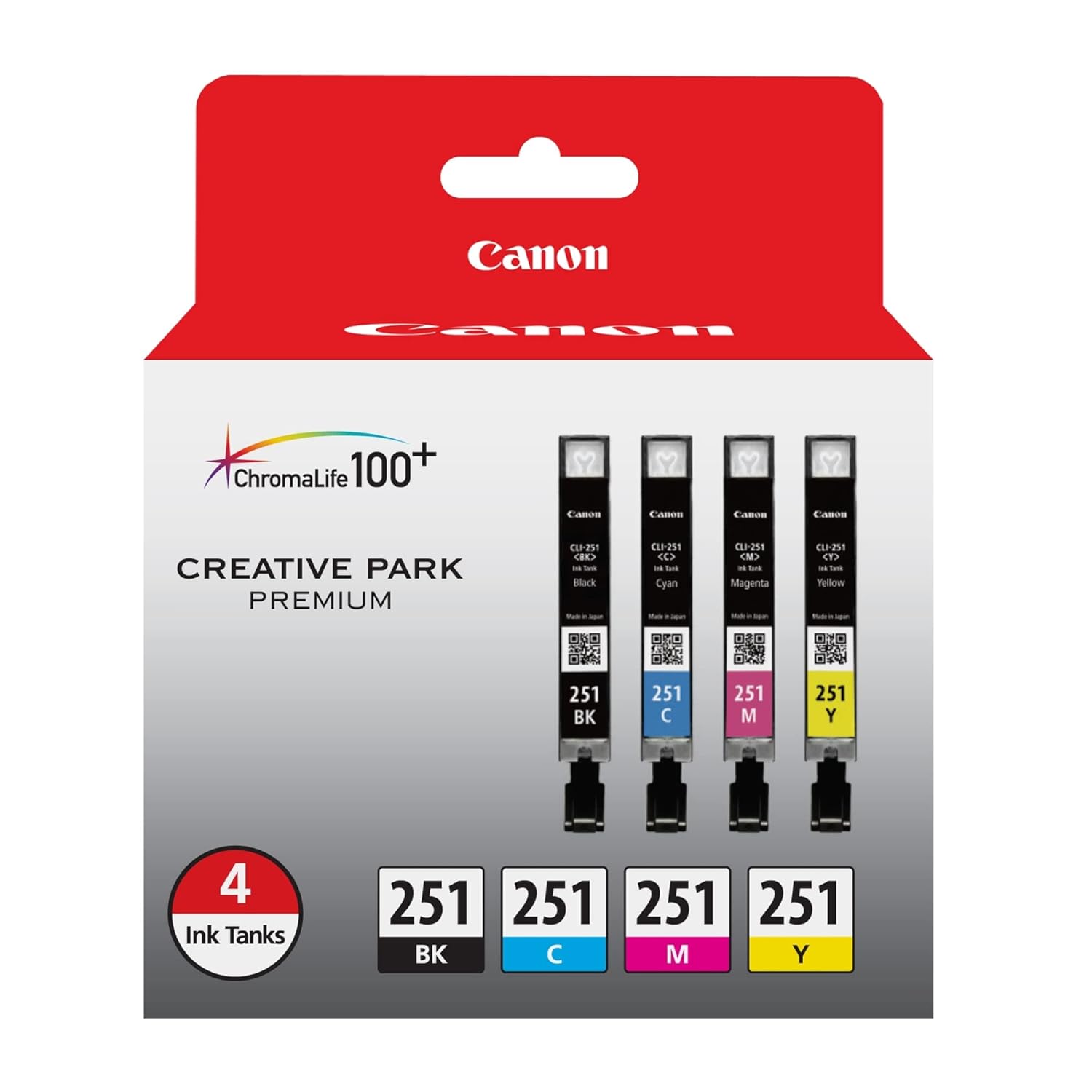 Canon CLI-251 BK/CMY 4 PK Value Pack Ink for Canon Inkjet Printers