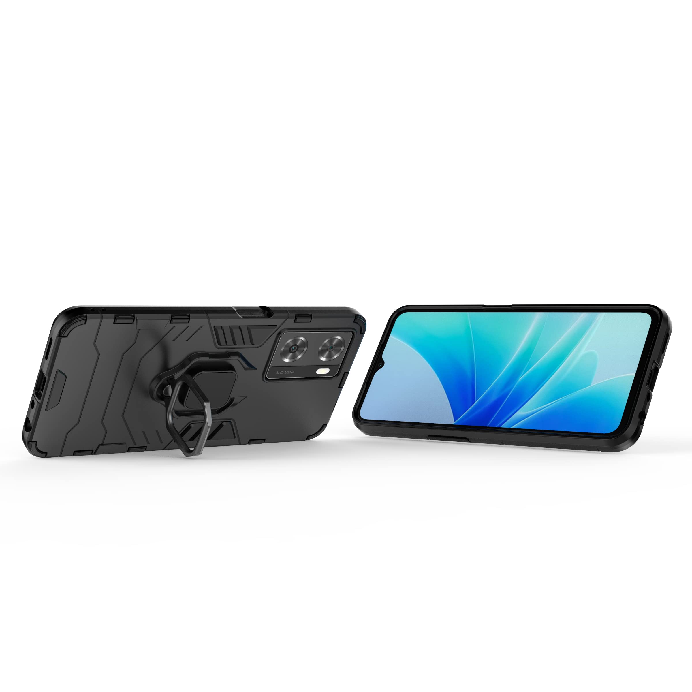 Custodia Portafoglio A Libro ESONG Per OPPO A57/A77/A77S E Realme Narzo 50 - Pelle PU Con 9 Slot Carte, Supporto E Tracolla - Nero - 3