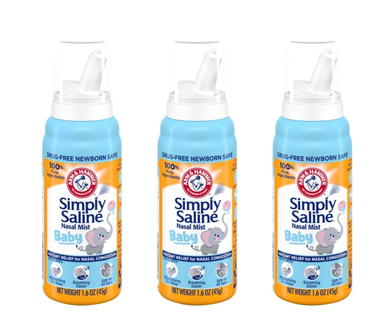 Simply Saline Nasal Mist Baby 1.5 oz (Pack of 3)