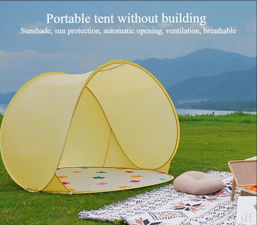 Tenda portatile a lancio rapido, protezione solare per esterni, impermeabile, senza costruzione, tenda da campeggio ad apertura rapida con borsa portaoggetti, adatta per spiaggia, campeggio, ciclismo