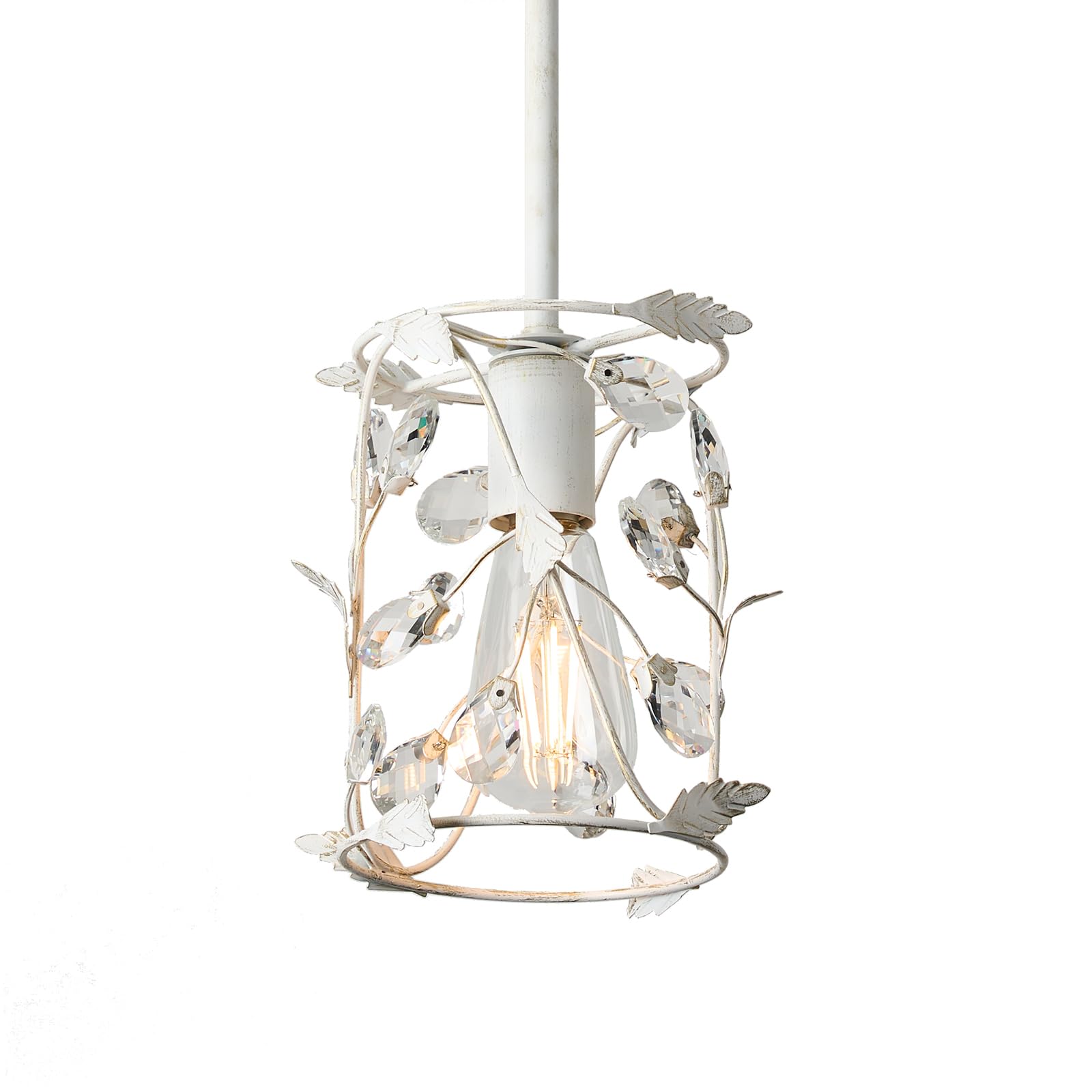 SONLA Pendant Light Fixture, Vintage Crystal Pendant Light for Kitchen Island, Crystal Branches Pendant Lights, White and Gold Hanging Light, Modern Chandelier, P1973-W