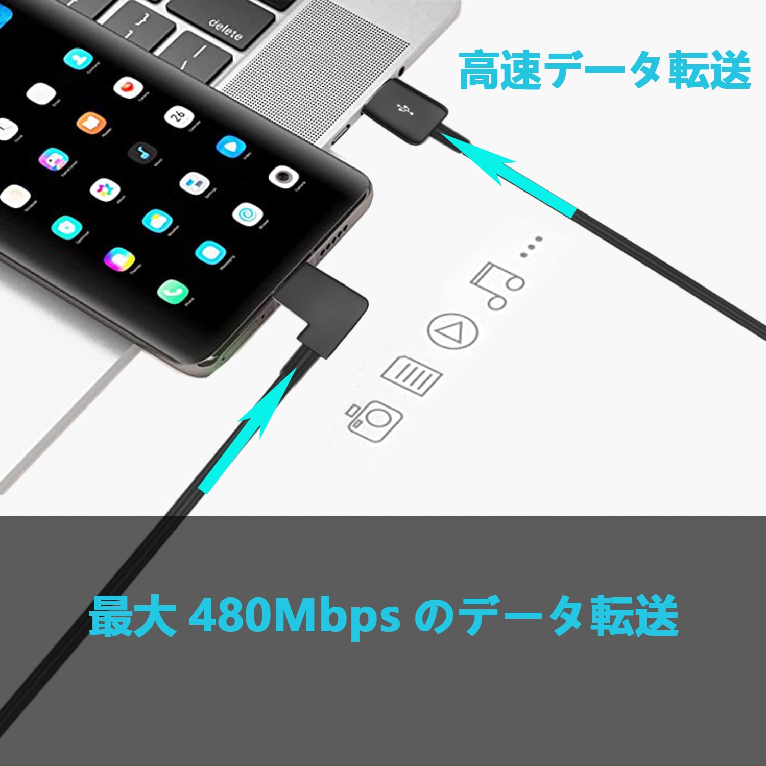 Amazon.co.jp: USB Type C ケーブル L字 0.2m 1本セット Suptopwxm 2A 