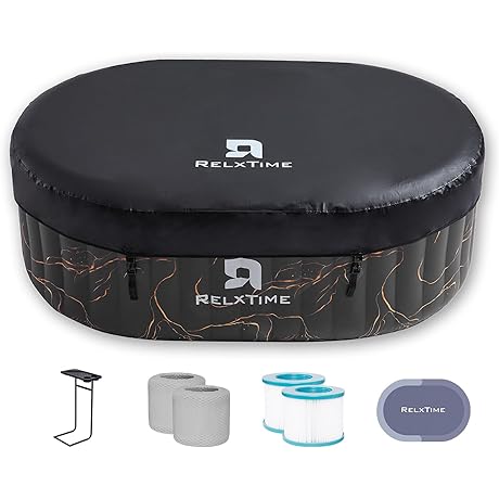 Oval Portable Inflatable Bathtub jacuzzi for Two with Heat and Bubbles