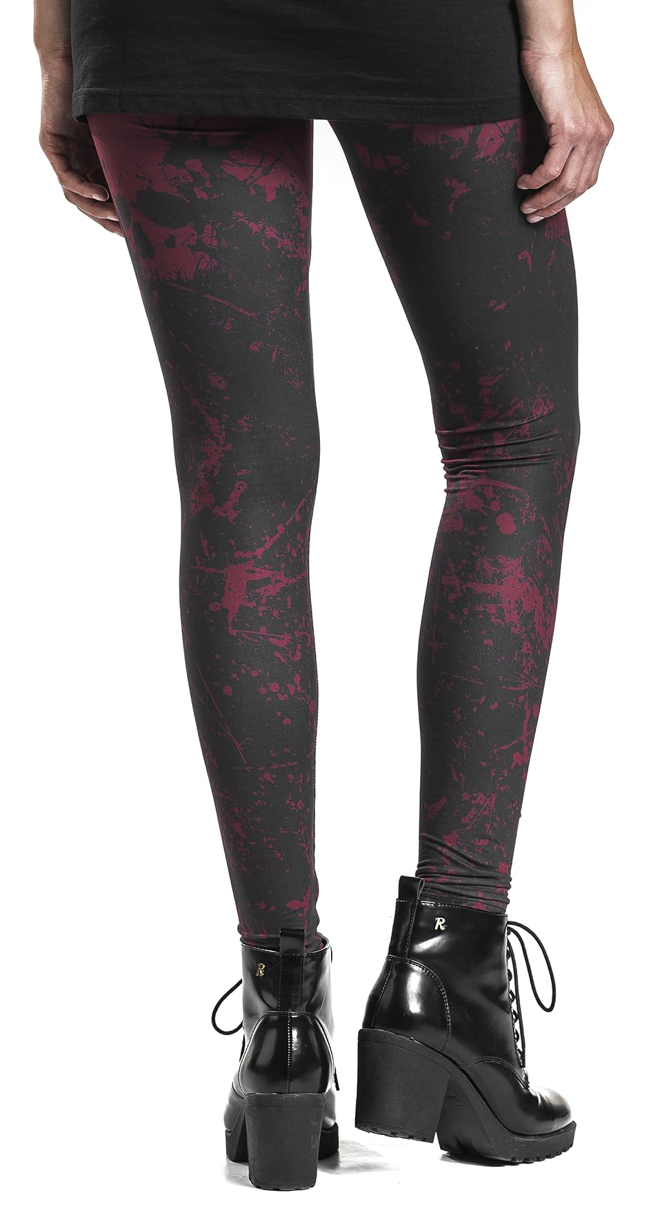 Black Premium by EMP Mujer Leggings Rojo Oscuro con Estampado Allover