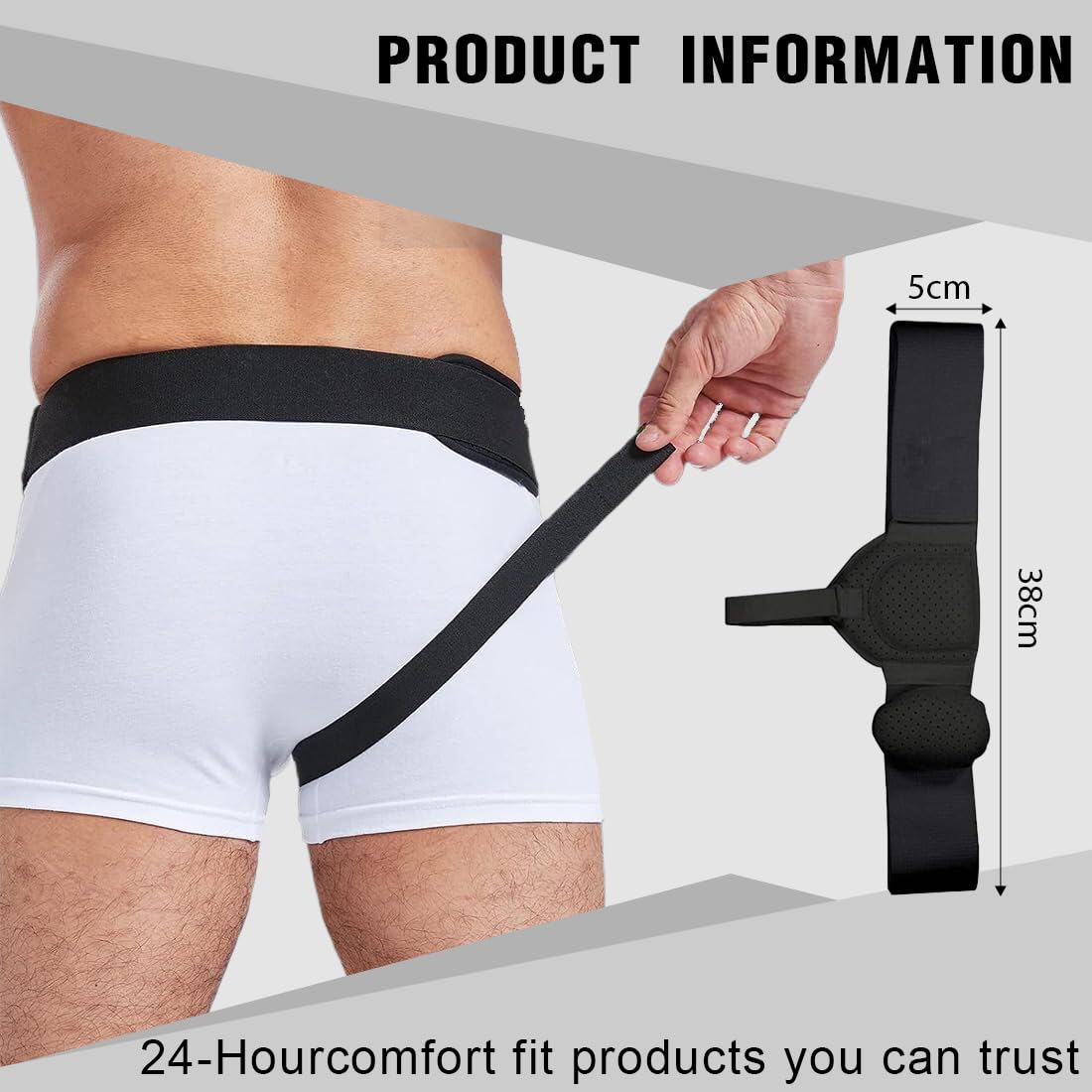 Ceinture herniaire pour homme et femme Ceinture herniaire réglable flexible Soutien herniaire Soulagement de la douleur avec coussinets de compression amovibles Hernie(Noir