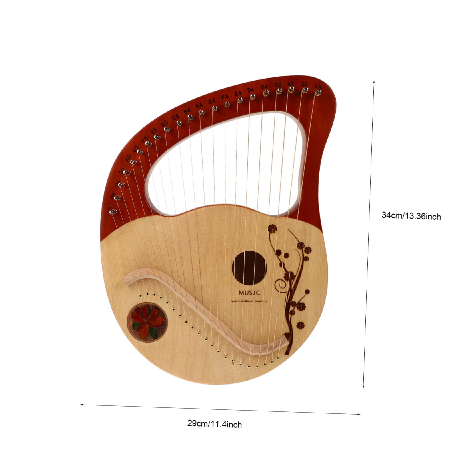 21-saitige Massivholz Harfe im Antiken Stil mit Stabilem Klang und Glatter Oberfläche Tragbares Musikinstrument für Kinder Inklusive Stimmwerkzeug und Saitenersatz
