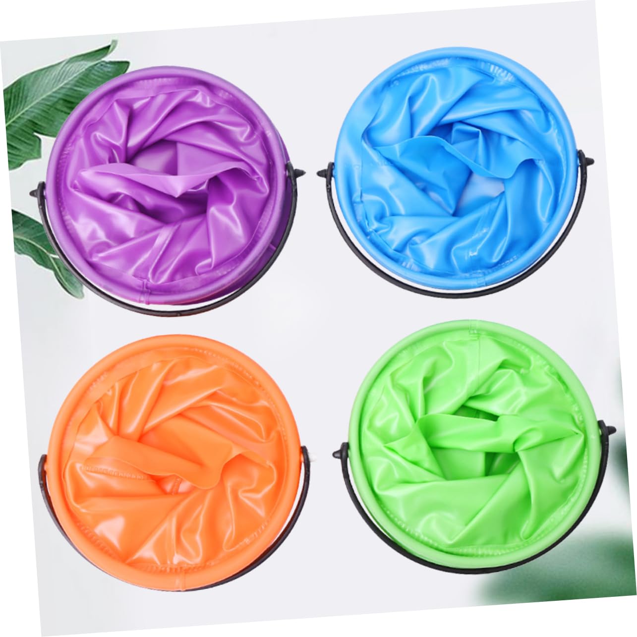 jojofuny 2 Set Secchio Pieghevole per Lavaggio Secchiello Multifunzionale per Pittura Pesca E Pulizia Verde Arancione Portatile per Ed Esterno 4 Pezzi*2