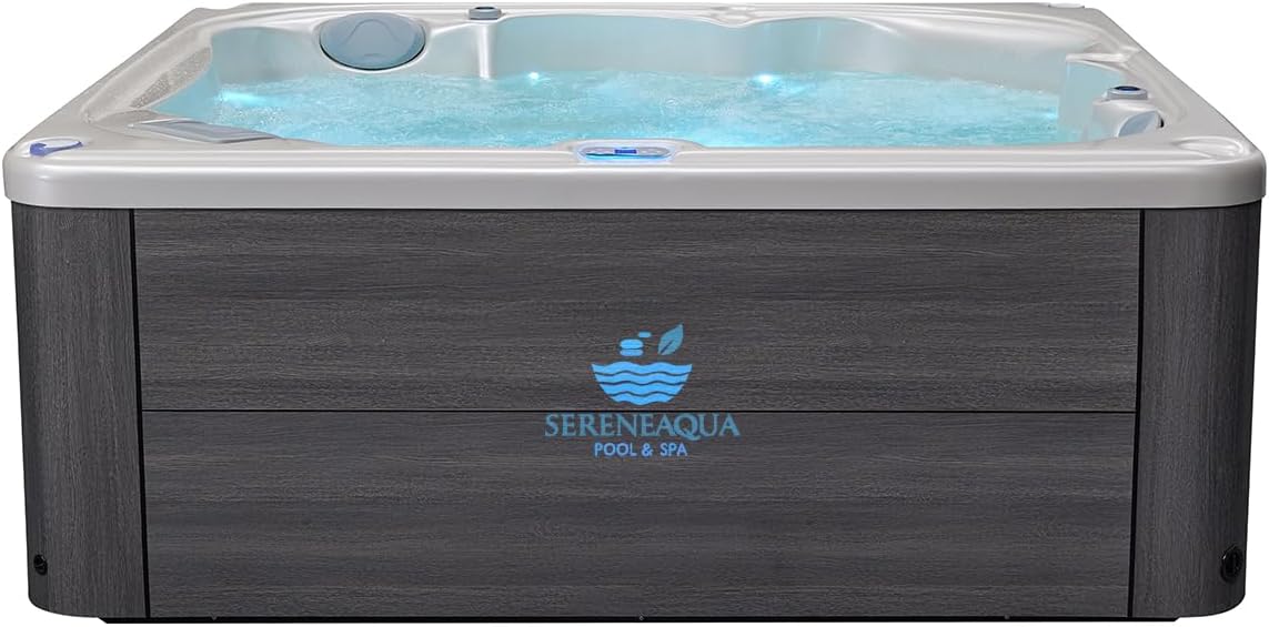 SERENEAQUA POOL&SPA Hot Tub, Indoor Outdoor Hot Tub Spa, Outdoor Spa, LED Lighting, Headrests. Home Spa, Massage, Healing, Cozy