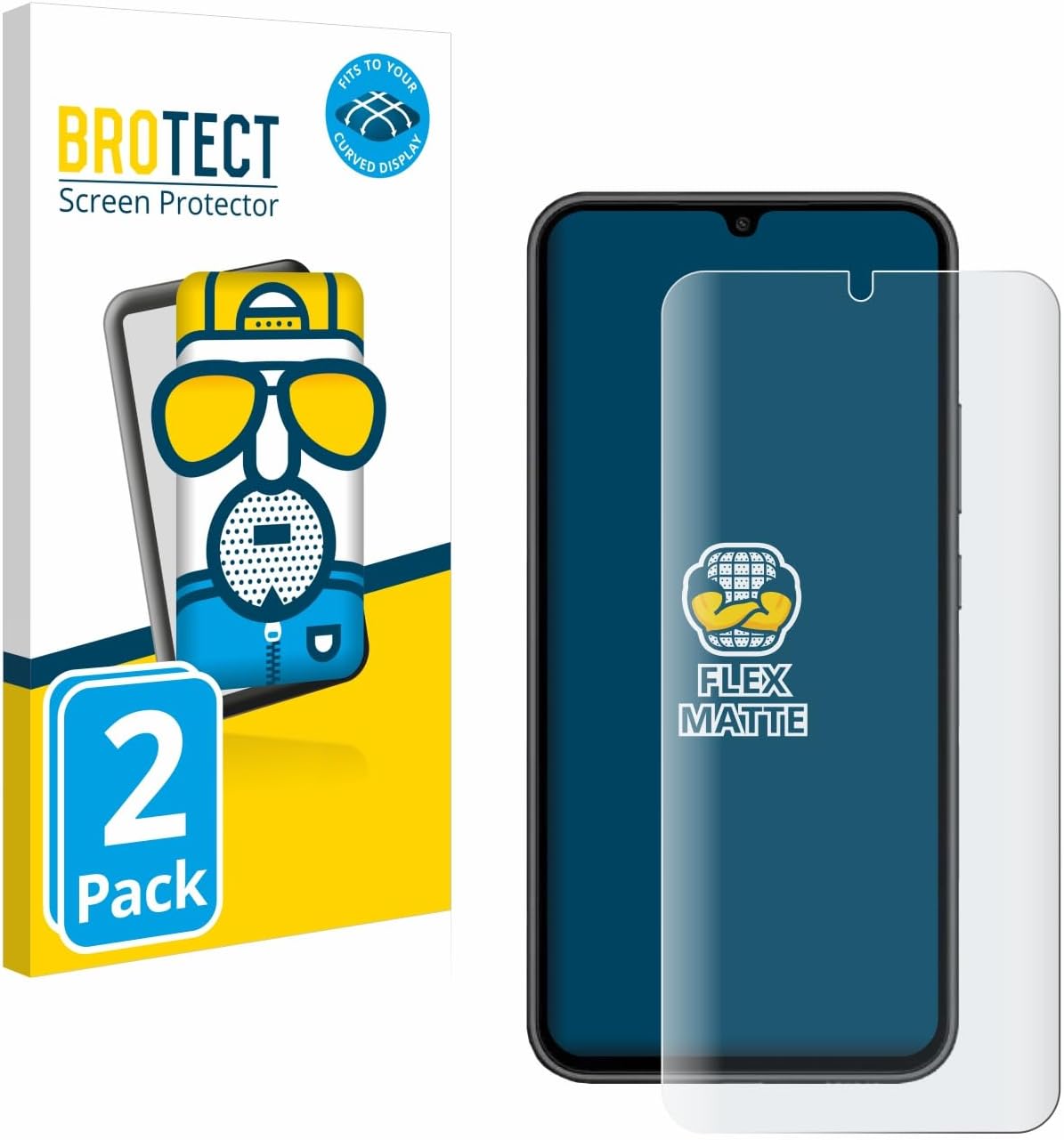 brotect 3D Curved Screen Protector Matte Compatible with Samsung Galaxy A34 5G (2 Pack) - Full Screen Coverage