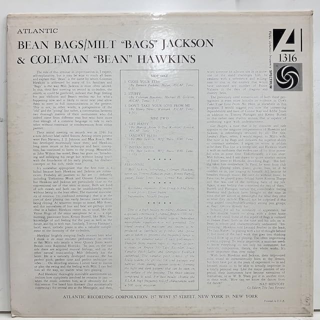 Amazon.co.jp: ○LP Milt Jackson Coleman Hawkins/Bean Bags 米