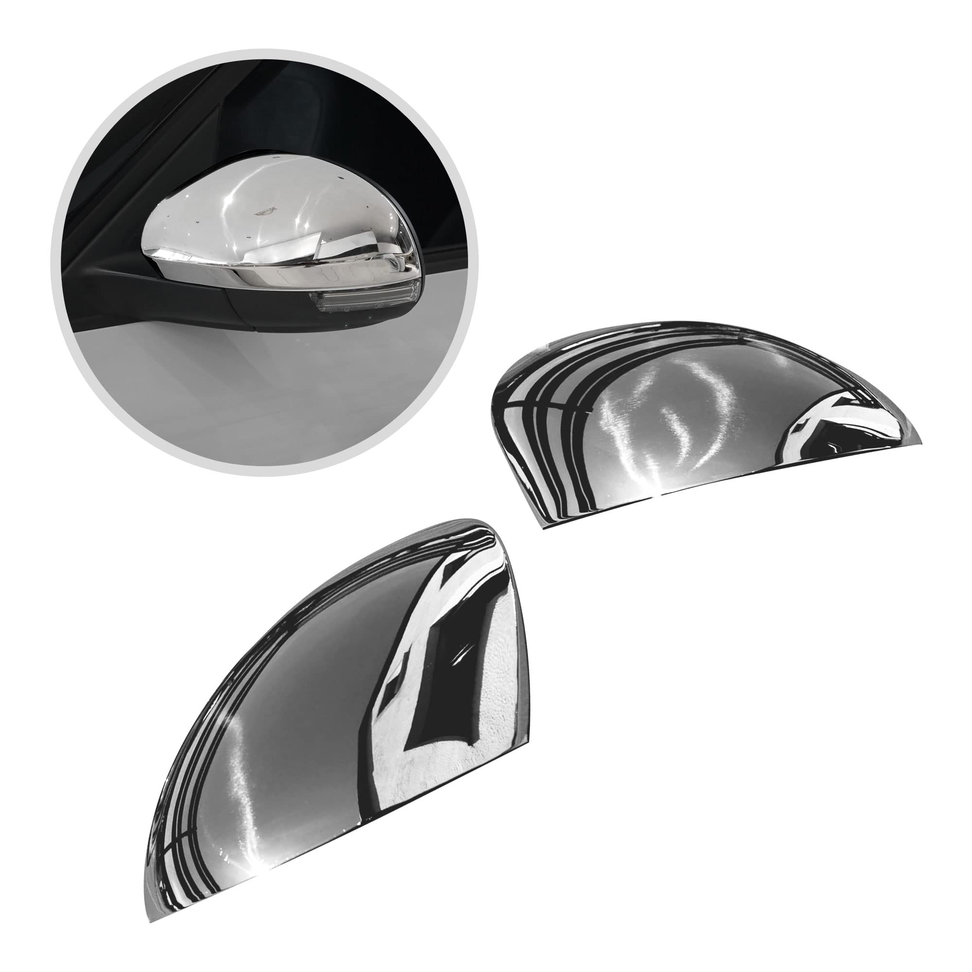 CHROMEMASTER | Nakładki na Lusterka Zewnętrzne | Kompatybilne z VW Tiguan 5N 2007-2016 | Stal nierdzewna; Osłony Lusterek to Niepowtarzalny Wygląd Auta i Ochrona Przed Uszkodzeniem