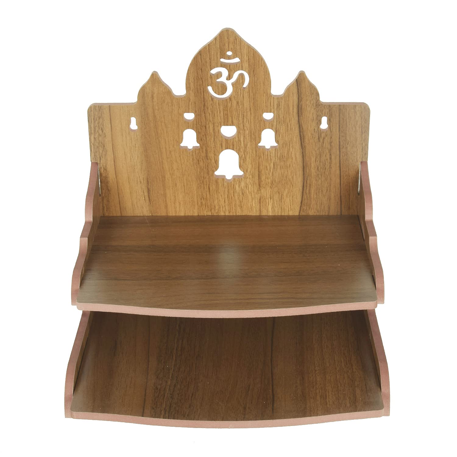 Griva Enterprise Wooden Mandir/Temple with Om Carving Design for Home & Office Light Brown Color