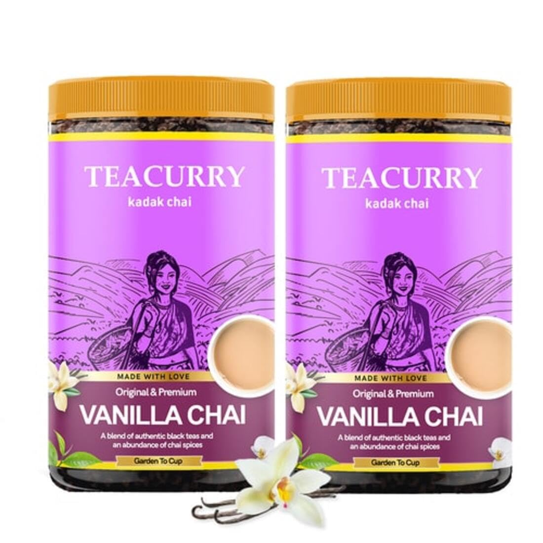 TEACURRY Vanilla Chai (200 Grams, 100 Cups) - Vanilla blended with Assam Black Tea - 100% Natural Flavoured Tea with Real Ingredients | Refreshing & Tasteful Vanilla Flavor Chai Tea