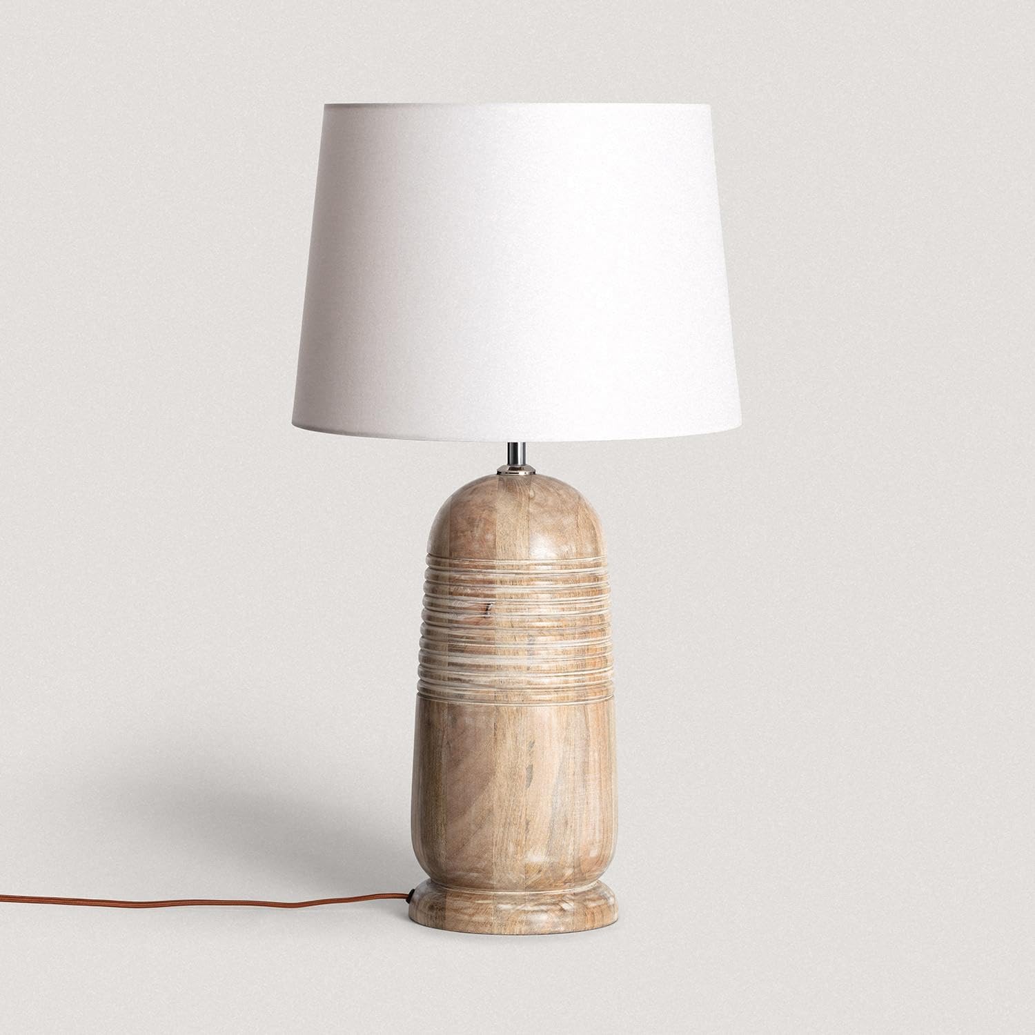 Pied De Lampe En Bois De Manguier ILUZZIA - Design Unique Main - Culot E27 - Style Naturel Et Écologique