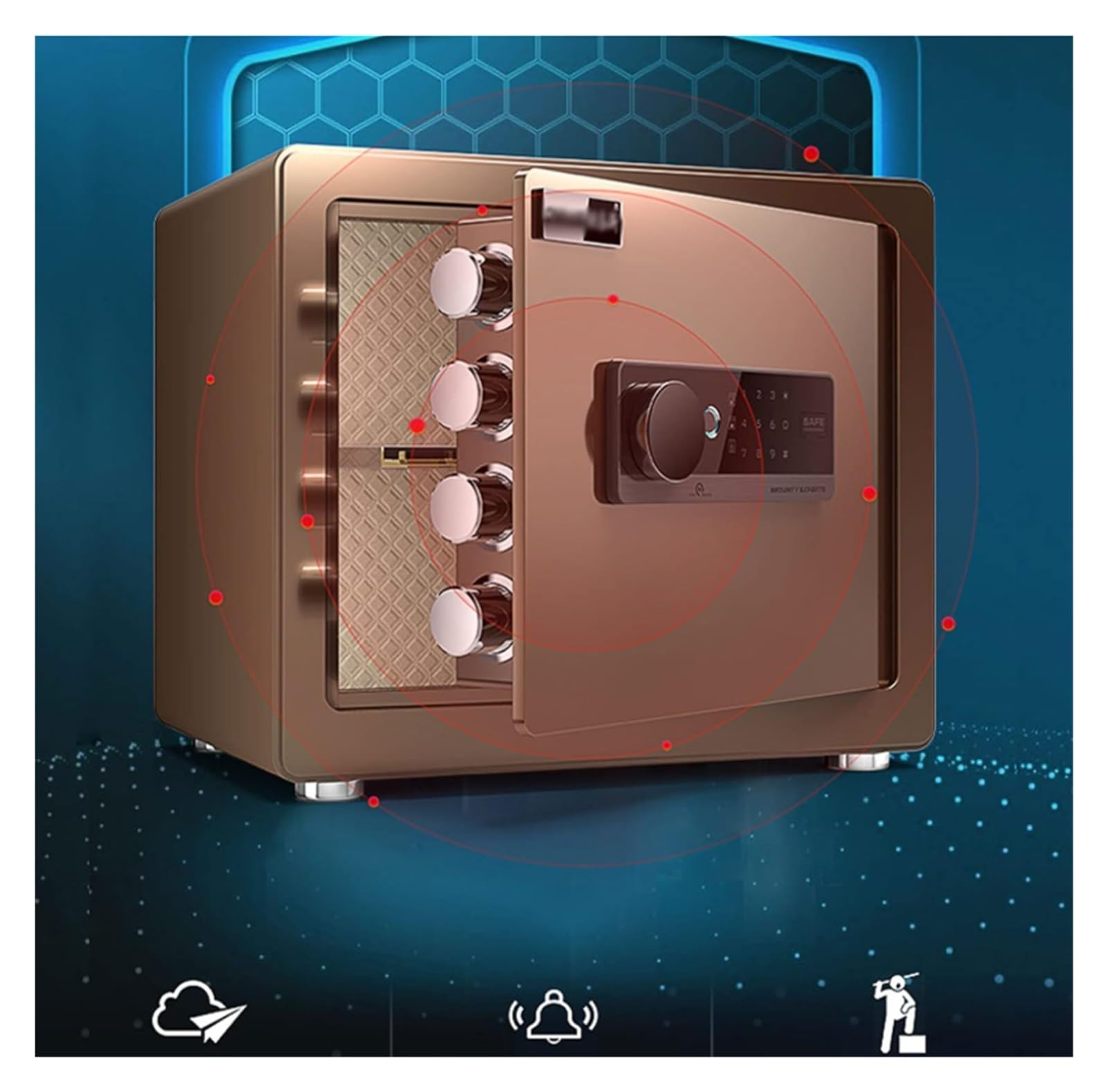 Cassaforte Cassetta di sicurezza digitale nascosta piccola e sicura for la casa con impronte digitali e sistema di allarme doppio con tastiera touch screen for ufficio Cassetta portavalori(Bruin)