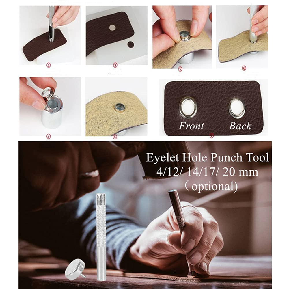 Eyelet Hole Punch Tool Grommet Setter Walfront 4/12/14/17