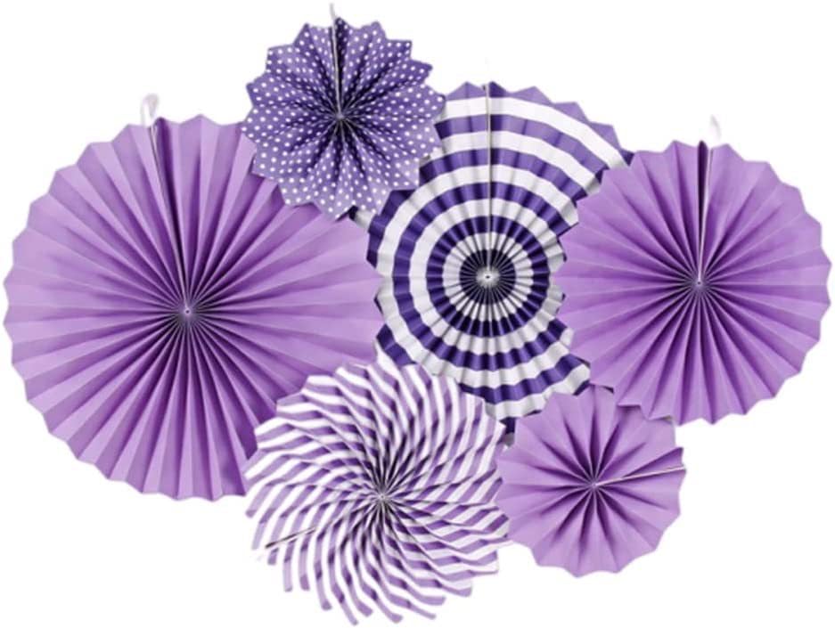 YUNZHISHIYE 6 Stück lila Papierfächerdekoration, geeignet fü