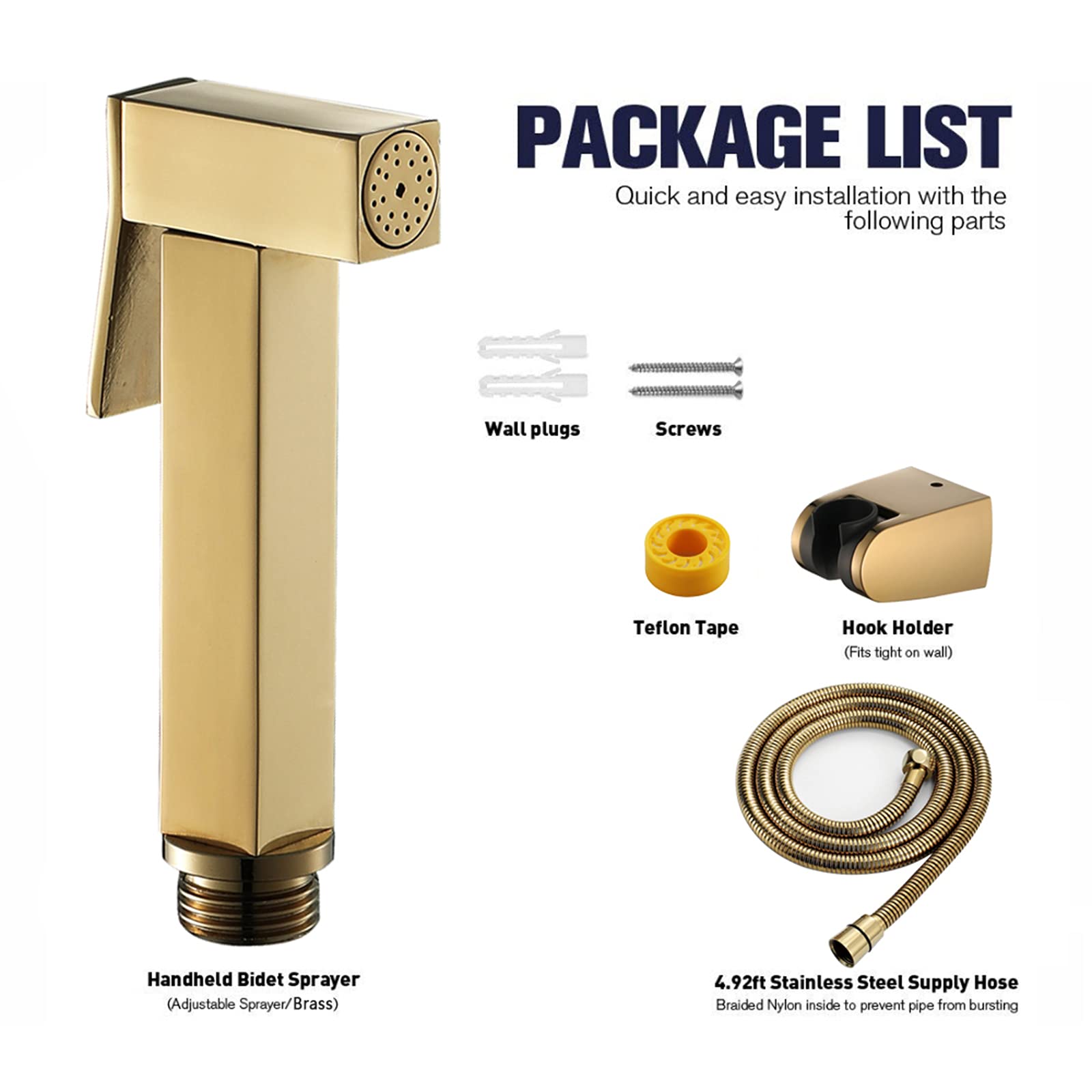 HandheldSprayer Titanium Gold Opryskiwacz do pieluch materiałowych, mosiężny opryskiwacz do toalety, natryskiwacz prysznicowy dla zwierząt domowych, łazienki lub toalety, A(A)