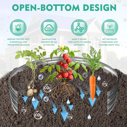 YSEJOMP 4FT Diameter Galvanized Garden Raised Bed/Plant Box/Fire Pit Ring-0.8mm Thick,12 Inch Tall,Crimped Edge and Corner,No Sharpe,Perfect for Plantings (Silver, 48 Dia X 11.5 inches) by YSEJOMP - Used condition - Image 4