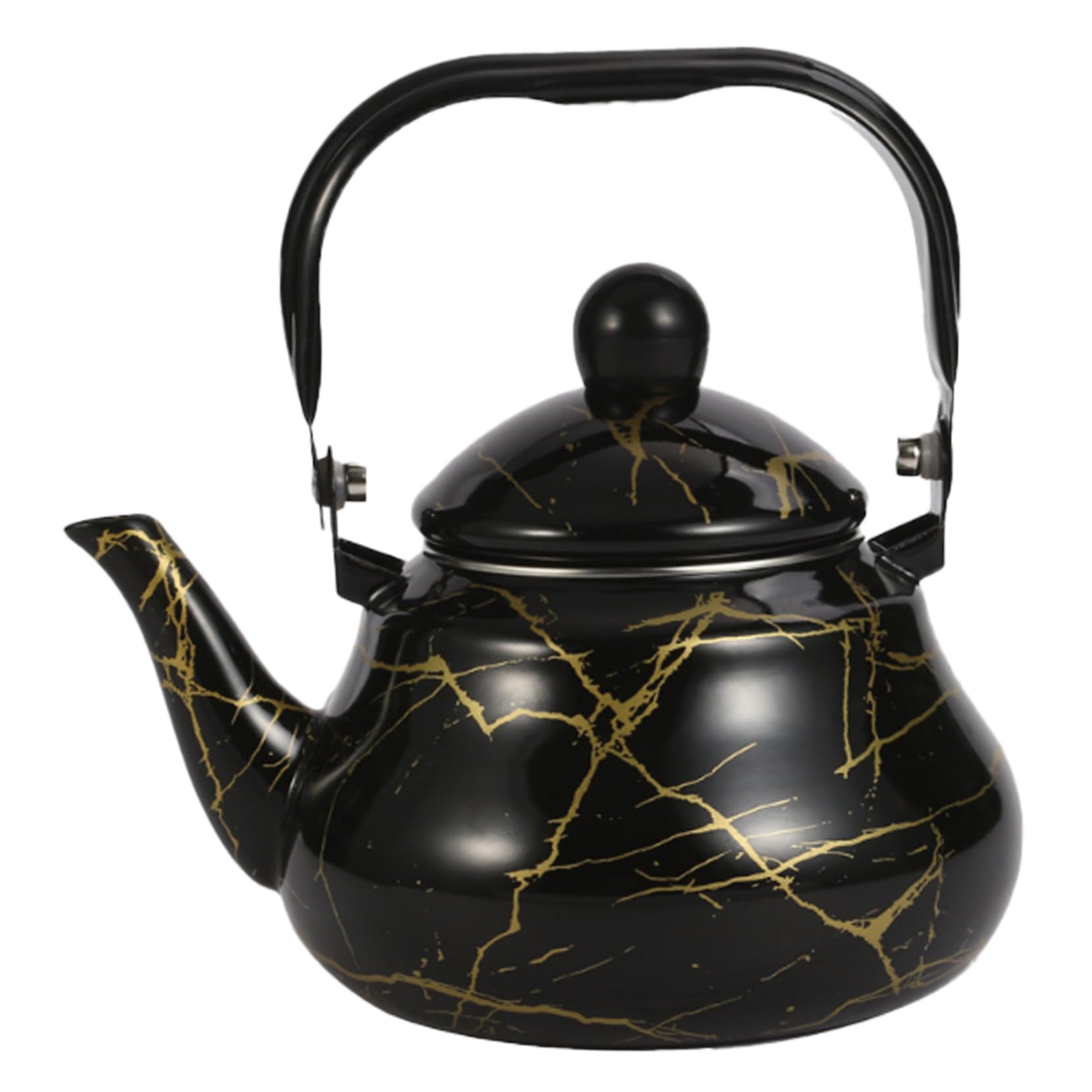 Wedhapy Enamel Kettle Enamel Teapot 2L Marbling Kettle with Lid and Handle Stove Top Pear Shape Tea for Home Kitchen Camping