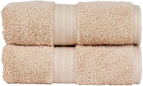 Christy Renaissance 2 Hand Towels Set | Driftwood Beige | 100% Egyptian Cotton Pile | Luxuriously Soft and Super Absorbent | 675 GSM | Plush Fluffy and Long Lasting