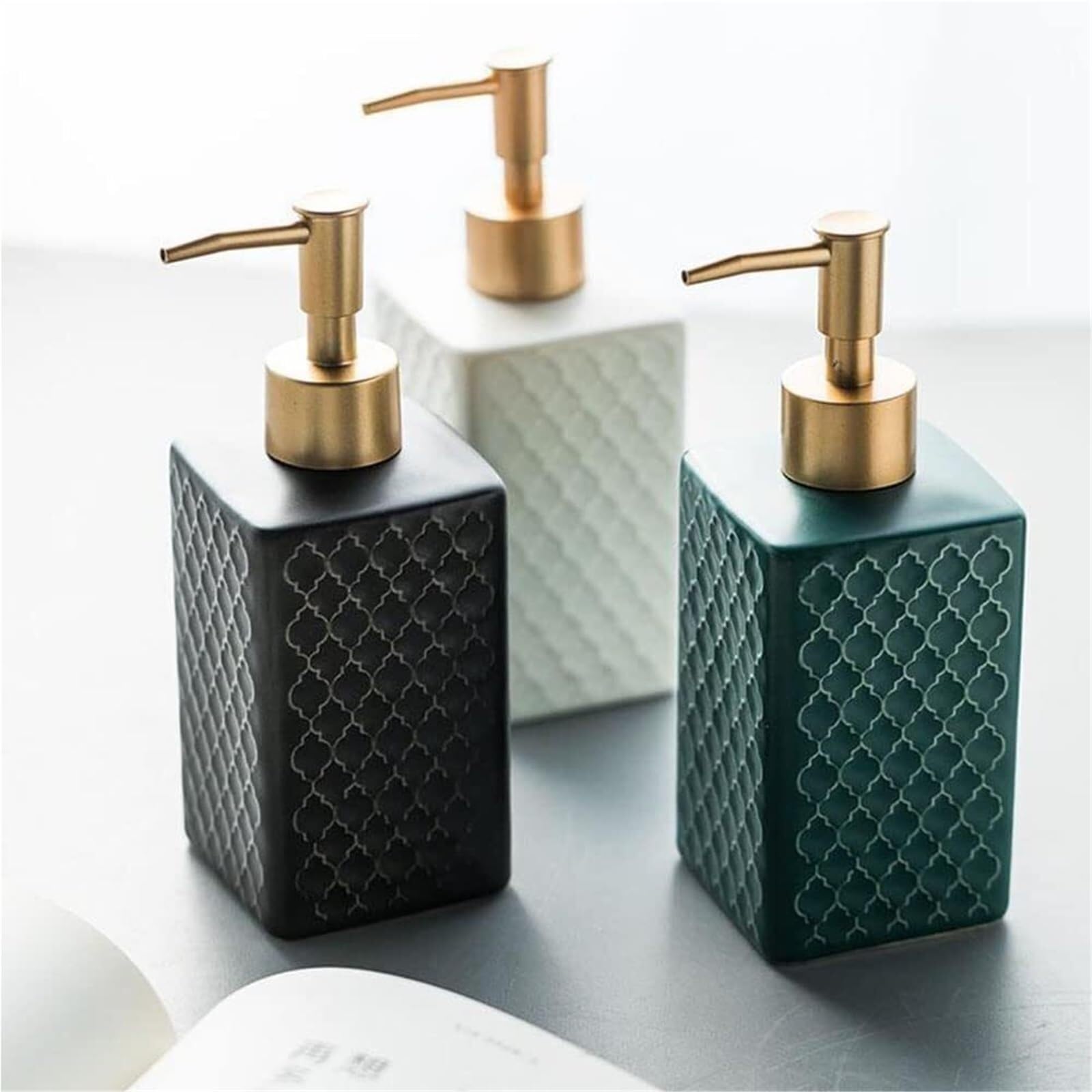 Dispenser di sapone da appoggio Dispenser di sapone con testa della pompa dorata opaca for cucina, bagno, nuova casa a prezzi Complementi d'arredo e accessori(C)