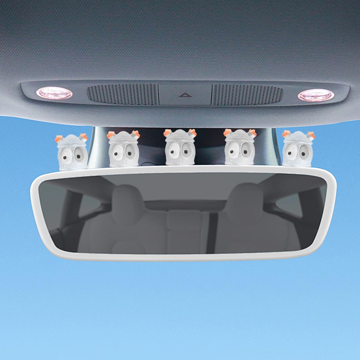 5PCS Cute Ghost Car Dashboard Ornament Funny Auto Rear View Mirror Accessories Vehicle Interior Decorations Ornament Accessories for