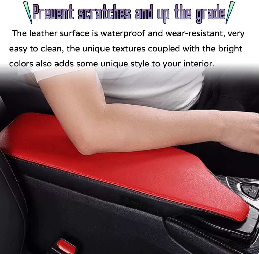 Custom Interior Accessories for Lexus UX 200 250h 2019 2020 2021 2022 2023 Leather Center Armrest Box Cover Armrest Cushion Central Armrest Protector Pad(Black with Gray Stitching)