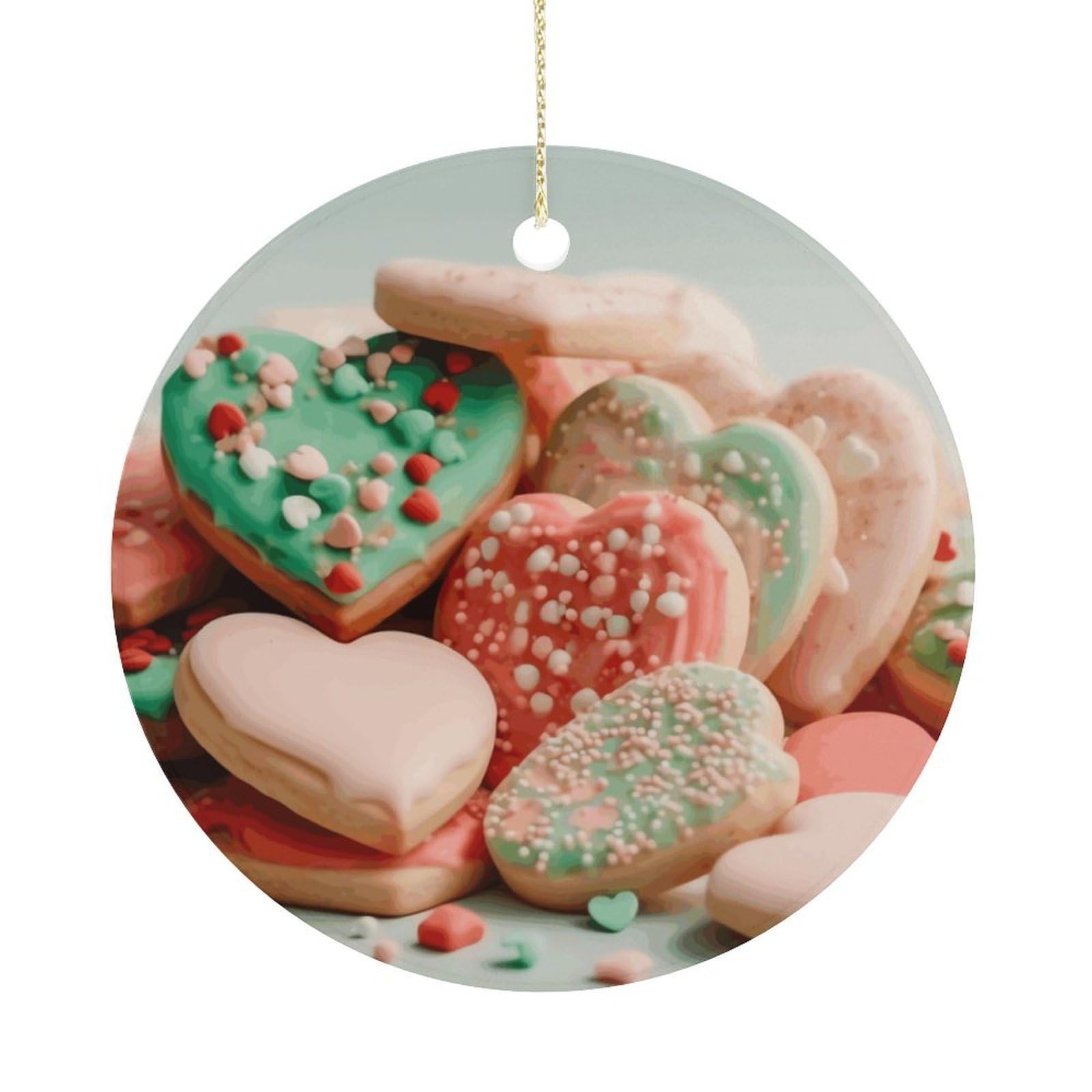 Many Food Christmas Ornaments Colorful Round Ceramic Ornament Christmas Hanging Decor Christmas Tree Decorations Xmas Keepsake for Women Men Xmas Holiday Party