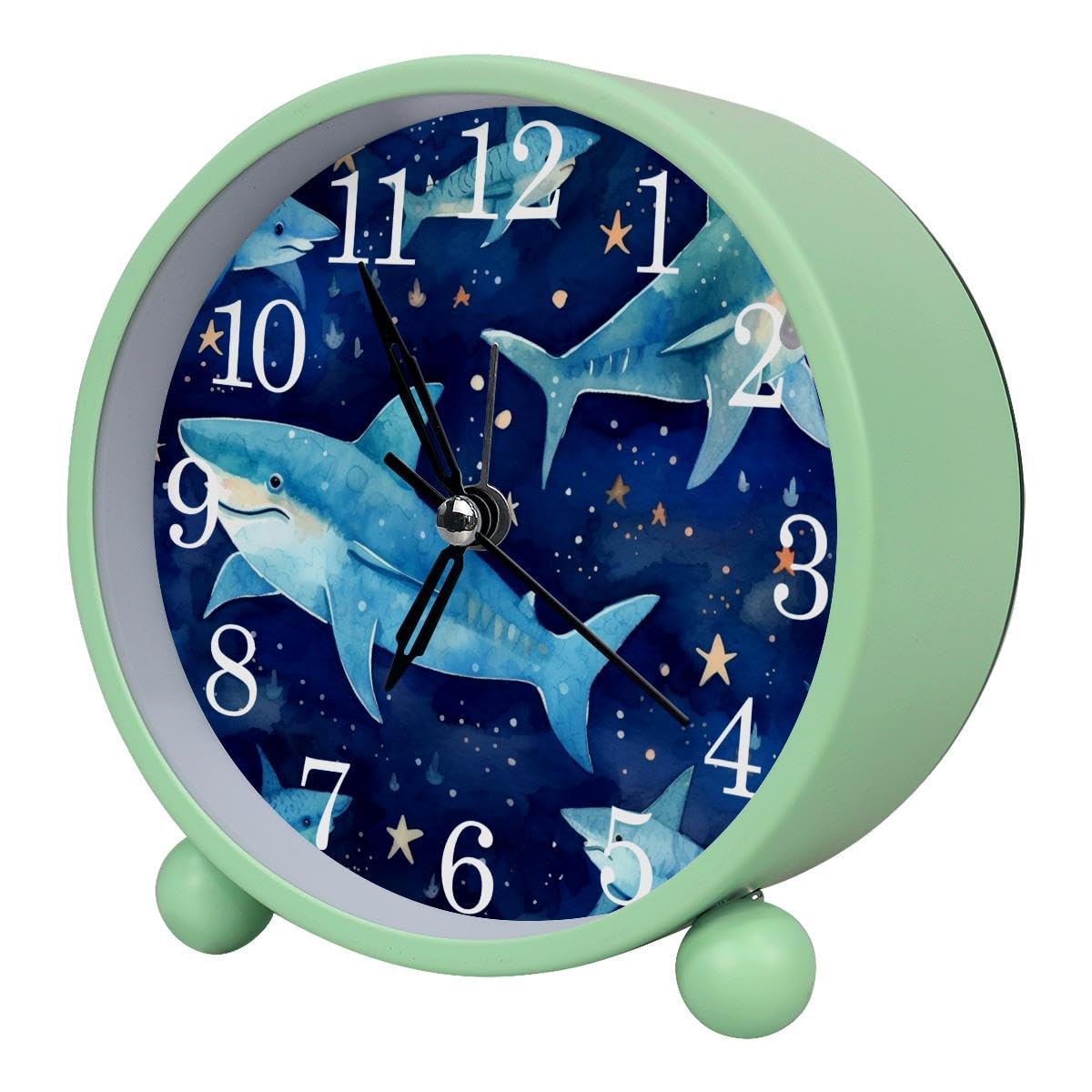 Luoweisi Alarm Clock Starry Shark, Silent Non-Ticking with Night Light