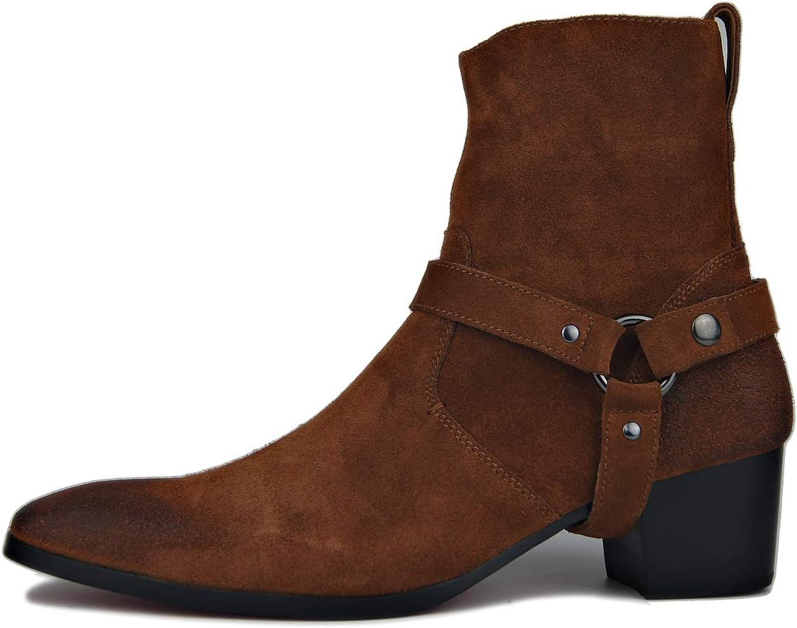 Professional Dress Chelsea Boots - Casual Genuine Leather Heel Shoes with Zipper Up Design for Versatile Wear