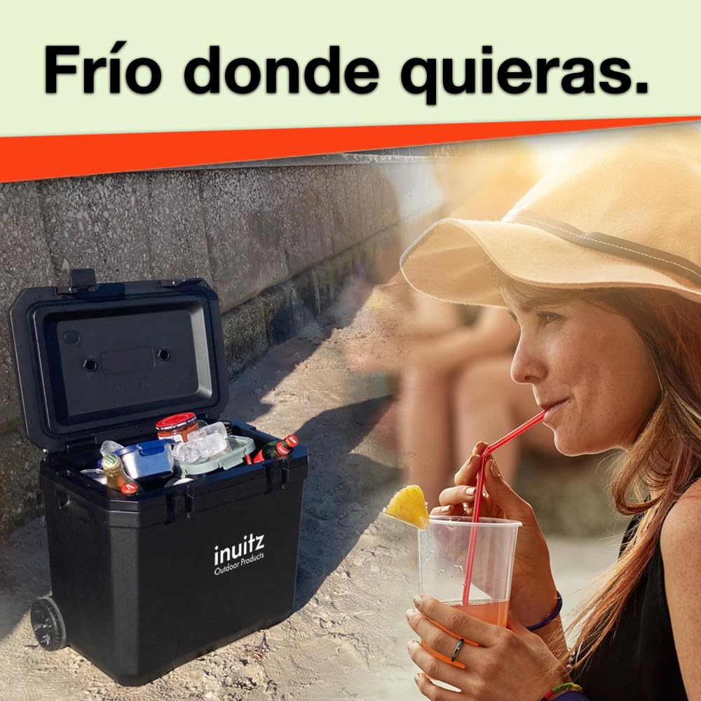 Inuitz Frigorifero Portatile 36 Litri, Icebox Da Campeggio E Spiaggia Con Ruote, Isolamento 72h, Resistente E Multiuso - 2