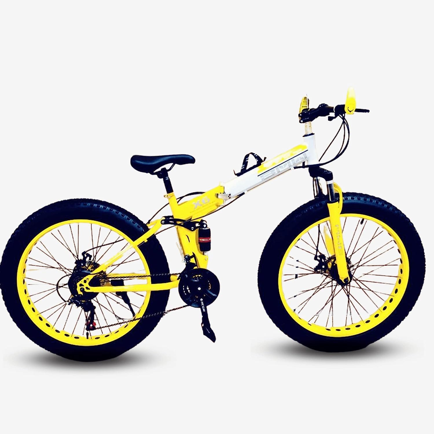 BMV Premium Foldable MTB Cycle | 26-Inch, 21-Speed, Dual Disc, Alloy Wheels (Yellow)-image-30