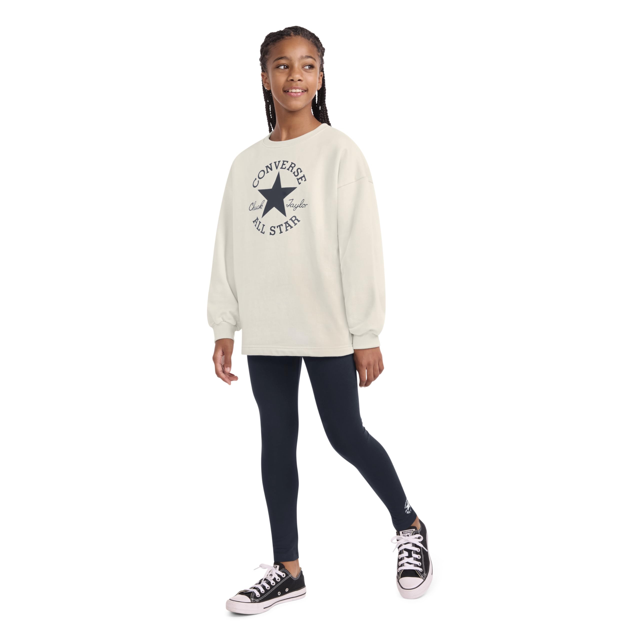 Converse Graphic Crewneck Sweatshirt And Legging Set Conjunto Niñas