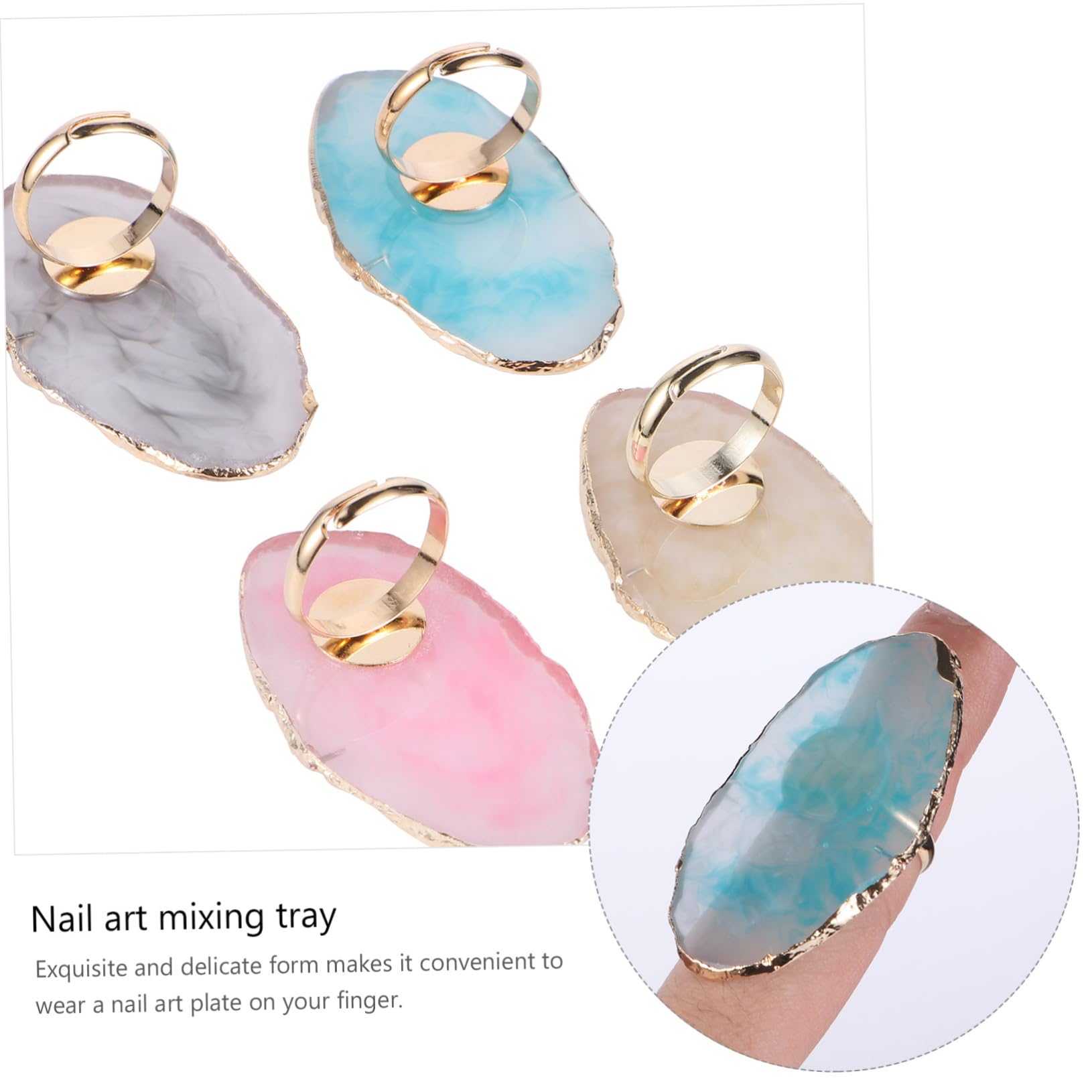 12 Piezas Paleta De Anillos Bandeja para Mezclar Esmalte De Uñas Paleta De Colores De Dibujo Anillo De Ónix Paleta De Esmalte De Uñas Pintar Ágata Tablero De Visualización Resina