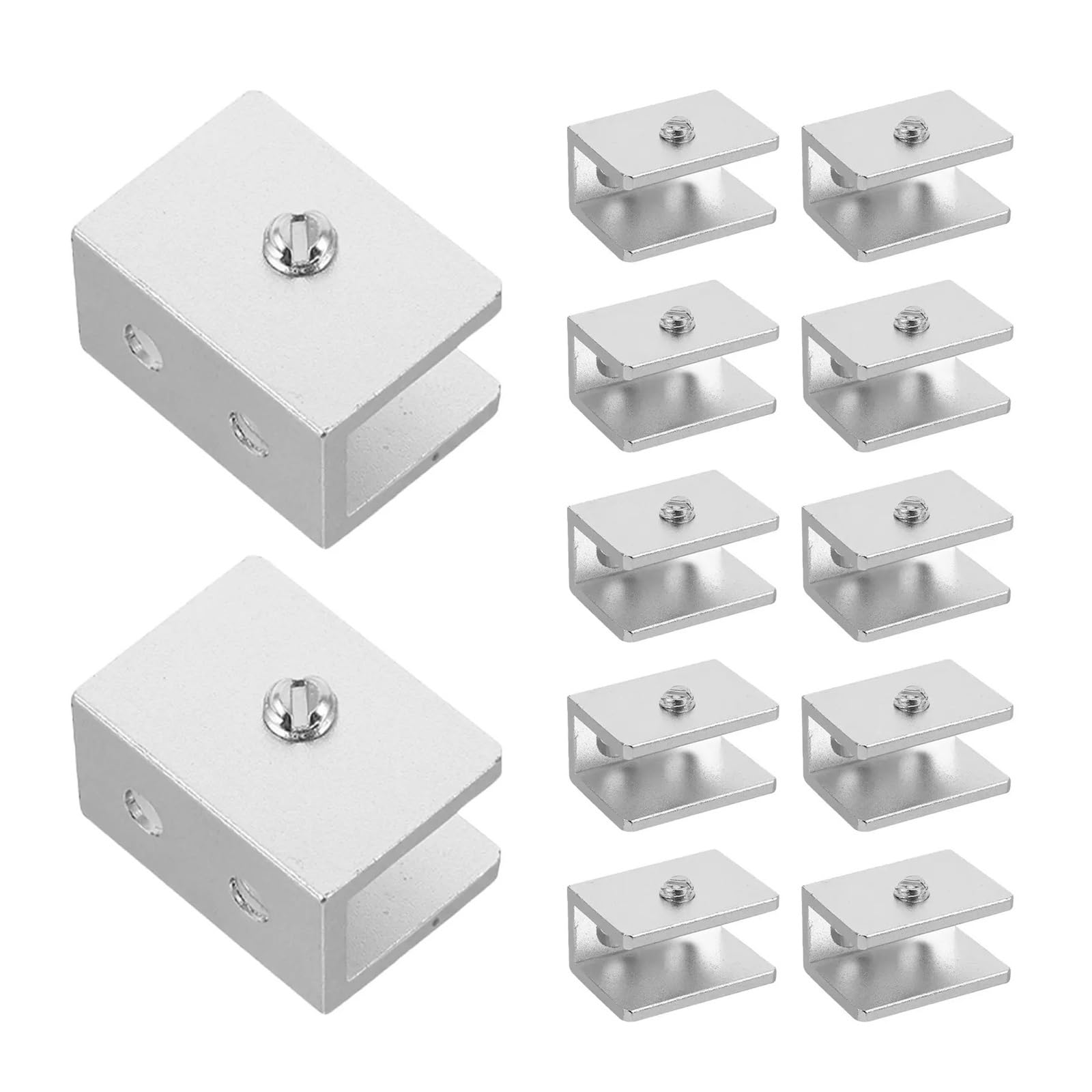 Zeahkri One Color Adjustable Glass Clamp 15Pcs Frameless Glass Shelf Brackets Sturdy Rectangular Clamp Support For Wall Mounted Floating Shelves Shower Cabinets