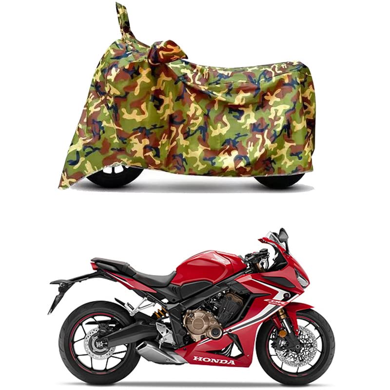 Image of Waterproof 100% PVC Coated Full Bike Scooty Two Wheeler Body Cover Compatible for Honda CB650R STD /UV-Rays /Heat Protection /Birds Dropping /Scratchproof /Dust Proof [6X6 Jungle Print]