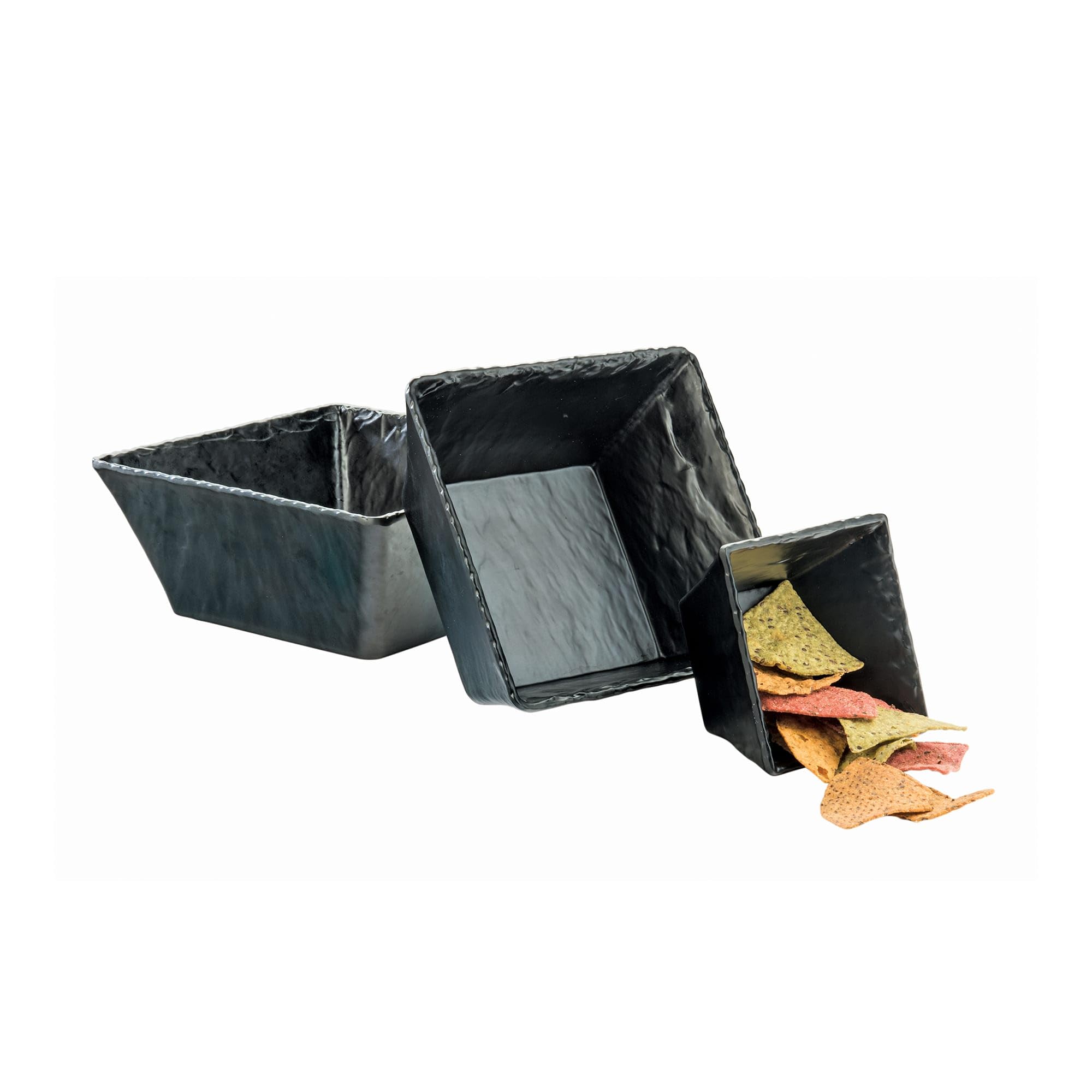 Faux Slate Bowl by CAL-MIL – 3" Height, 5" Width, 5" Length, Melamine, Check Images, Pack of 3, Model 3498-5-65M