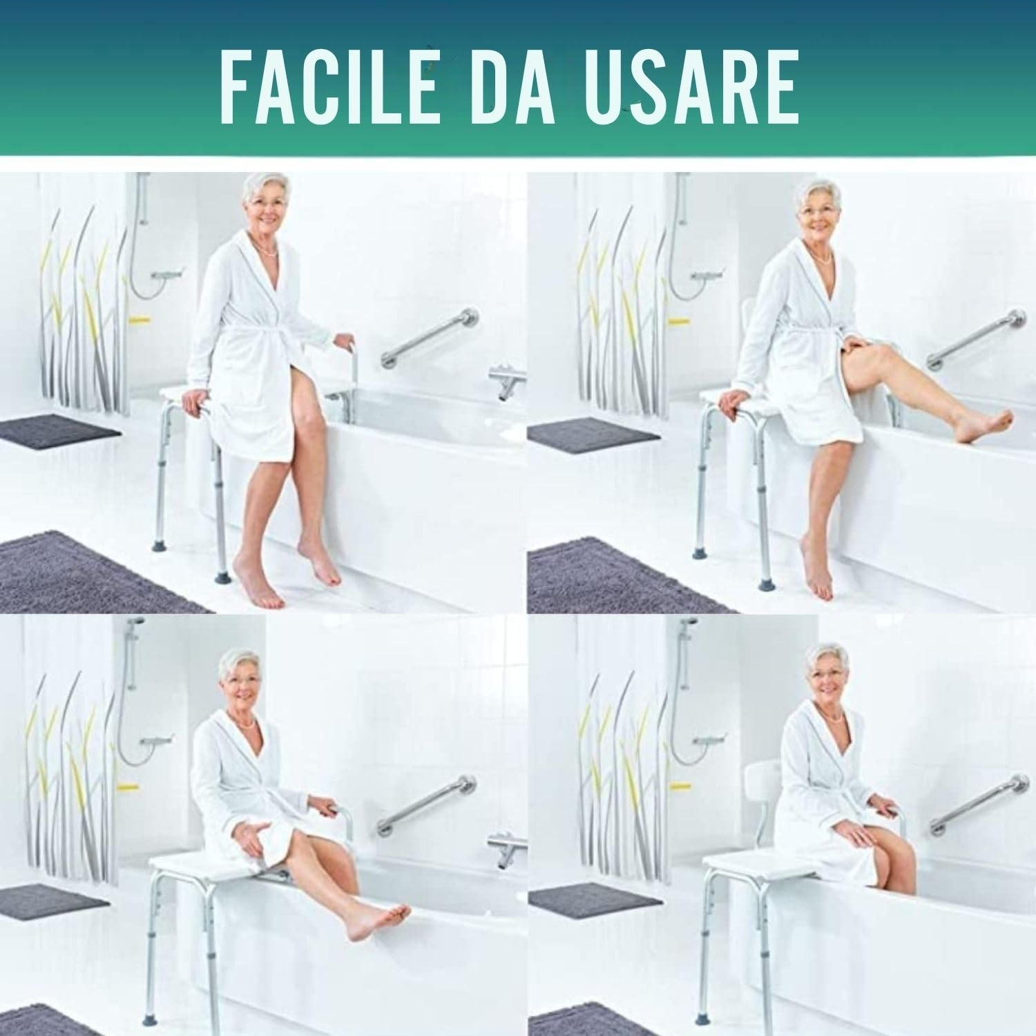 OrtoPrime Sedile per Vasca da Bagno per Anziani – Sedia per Vasca da Bagno Sicura – Seduta Vasca da Bagno Anziani Regolabile – Sgabello per Doccia