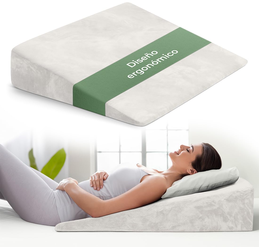 Well B4 Cojín cuña ergonómico para Cama y sofá, Almohada cuña [con 2 Zonas de reclinación], cojin Espalda, cómoda Almohada antirreflujo y cojín de Lectura para elevación del sueño o como Respaldo