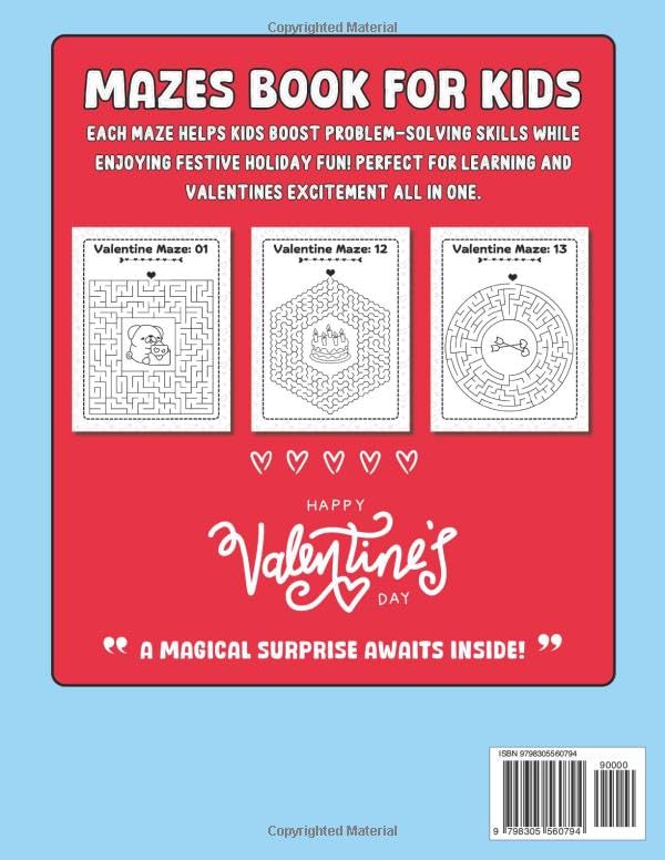 Valentines Mazes for Kids: Valentine's Day Gifts for Kids' with +99 Mazes Puzzle to Boost Children's Brain Power, Presents for Boys & Girls Age 5,6,7 (Valentines Day Gifts Kids 10-12) - Image 2