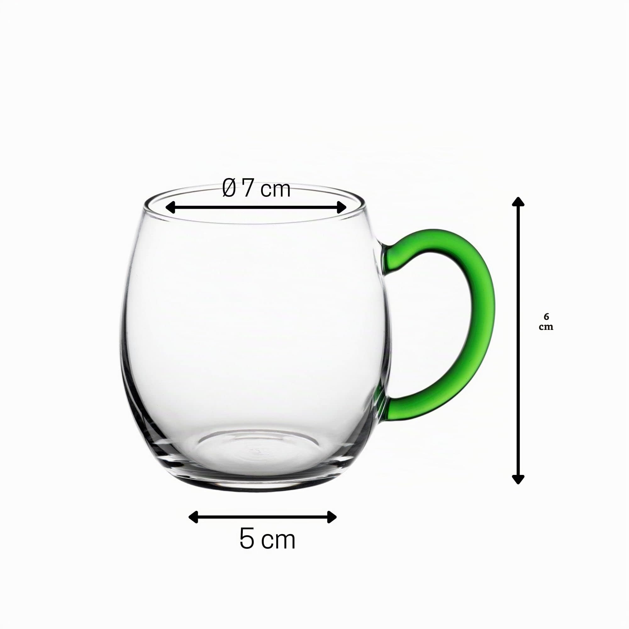 Novaliv 12x Weinseidel mit grünem Henkel 250 ml Weinglas geeicht Glas Weißweinglas Glühweingläser Glühweintasse Punchgläser Teegläser mit Henkel Schorleglas
