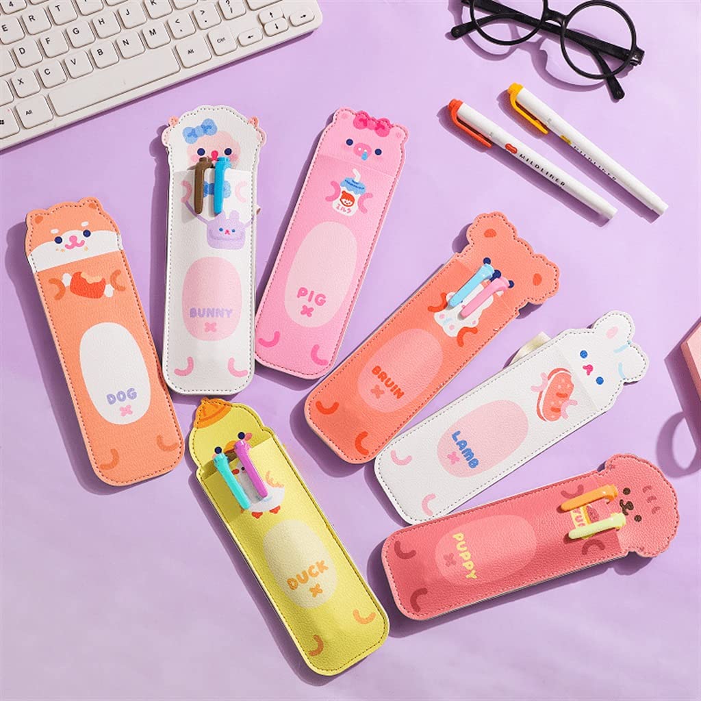 Astuccio con animali Kawaii - Astuccio semplice, portatile e carino per materiale scolastico - Chiusura con elastico